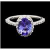 Image 2 : 1.78 ctw Tanzanite and Diamond Ring - 14KT White Gold