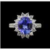 Image 2 : 3.37 ctw Tanzanite and Diamond Ring - 14KT White Gold