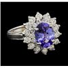 Image 1 : 2.17 ctw Tanzanite and Diamond Ring - 14KT White Gold