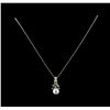 Image 2 : Pearl and Diamond Pendant With Chain - 14KT White Gold