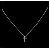 Image 2 : 0.34 ctw Diamond Cross Pendant With Chain - 14KT White Gold