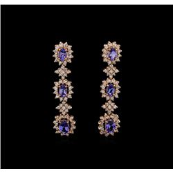 14KT Rose Gold 5.16 ctw Tanzanite and Diamond Earrings