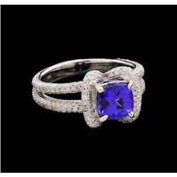 14KT White Gold 1.42 ctw Tanzanite and Diamond Ring