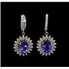 Image 1 : 14KT White Gold 4.08 ctw Tanzanite and Diamond Earrings