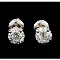 1.42 ctw Diamond Stud Earrings - 14KT White Gold