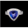 Image 2 : 3.26 ctw Tanzanite and Diamond Ring - 14KT White Gold