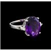 Image 1 : 4.76 ctw Amethyst and Diamond Ring - 14KT White Gold