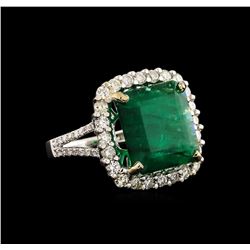 14KT White Gold 7.77 ctw Emerald and Diamond Ring