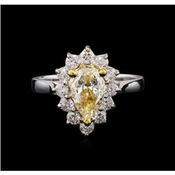 1.60 ctw Light Yellow Diamond Ring - 14KT Two-Tone Gold