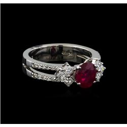 1.25 ctw Ruby and Diamond Ring - 18KT White Gold