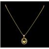 Image 1 : 5.16 ctw Citrine Quartz and Diamond Pendant With Chain - 14KT Yellow Gold