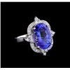 Image 1 : 9.78 ctw Tanzanite and Diamond Ring - 14KT White Gold