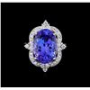 Image 2 : 9.78 ctw Tanzanite and Diamond Ring - 14KT White Gold