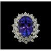 Image 2 : 12.04 ctw Tanzanite and Diamond Ring - 14KT White Gold