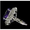 Image 3 : 12.04 ctw Tanzanite and Diamond Ring - 14KT White Gold