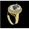 Image 4 : 4.45 ctw Aquamarine and Diamond Ring - 14KT Yellow Gold