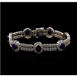 14KT White Gold 8.54 ctw Sapphire and Diamond Bracelet