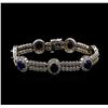 Image 1 : 14KT White Gold 8.54 ctw Sapphire and Diamond Bracelet