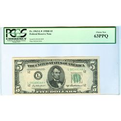 1950B PCGS CN 63PPQ $5 Federal Reserve Star Bank Note