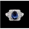 Image 2 : 2.02 ctw Sapphire and Diamond Ring - Platinum