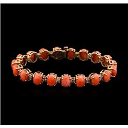 14KT Rose Gold 16.91 ctw Coral and Diamond Bracelet