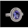 Image 1 : 1.48 ctw Tanzanite and Diamond Ring - 14KT White Gold