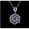 Image 1 : 14KT White Gold 6.13 ctw Tanzanite and Diamond Pendant With Chain