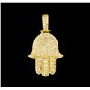 Image 1 : 2.00 ctw Diamond Hamsa Pendant - 14KT Yellow Gold