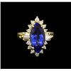 Image 2 : 4.80 ctw Tanzanite and Diamond Ring - 14KT Yellow Gold