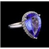 Image 1 : 5.82 ctw Tanzanite and Diamond Ring - 14KT White Gold