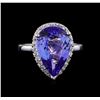 Image 2 : 5.82 ctw Tanzanite and Diamond Ring - 14KT White Gold