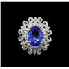 Image 2 : 4.13 ctw Tanzanite and Diamond Ring - 14KT White Gold