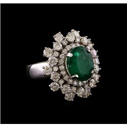 14KT White Gold 3.08 ctw Emerald and Diamond Ring