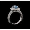 Image 4 : 1.85 ctw Blue Zircon and Diamond Ring - 14KT White Gold