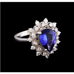 2.54 ctw Tanzanite and Diamond Ring - 14KT White Gold