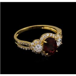 14KT Yellow Gold 1.42 ctw Rubellite and Diamond Ring