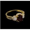 Image 1 : 14KT Yellow Gold 1.42 ctw Rubellite and Diamond Ring