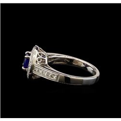 1.12 ctw Sapphire and Diamond Ring - 14KT White Gold