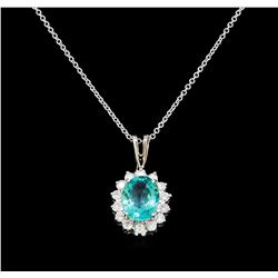 2.52 ctw Apatite and Diamond Pendant With Chain - 14KT White Gold