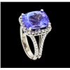 Image 4 : 6.46 ctw Tanzanite and Diamond Ring - 14KT White Gold