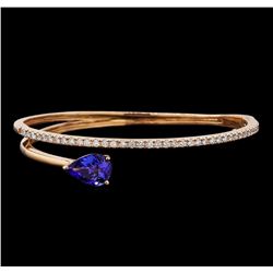 14KT Rose Gold 3.18 ctw Tanzanite and Diamond Bangle Bracelet