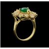 Image 4 : 14KT Yellow Gold 1.82 ctw Emerald and Diamond Ring