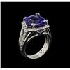 Image 4 : 7.71 ctw Tanzanite and Diamond Ring - 14KT White Gold