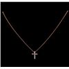 Image 2 : 0.30 ctw Diamond Cross Pendant With Chain - 14KT Rose Gold