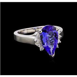 2.70 ctw Tanzanite and Diamond Ring - 14KT White Gold