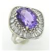 Image 2 : 2.00 ctw Diamond and Amethyst Ring - 14KT White Gold