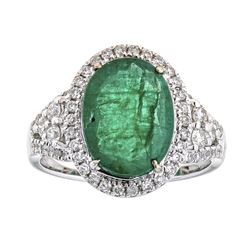 2.89 ctw Emerald and Diamond Ring - 18KT White Gold