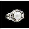 Image 1 : Sterling Silver Pearl and Cubic Zirconia Judith Ripka Ring