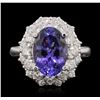 Image 2 : 14KT White Gold 5.21 ctw Tanzanite and Diamond Ring