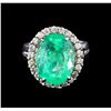Image 2 : 9.20 ctw Emerald and Diamond Ring - 14KT White Gold